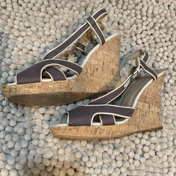 Saks Fifth Avenue open toe wedge shoe - Picture 2 of 7